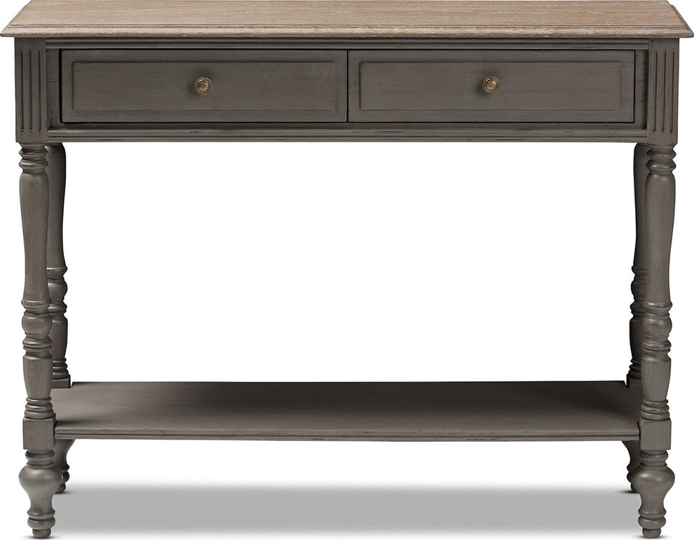 Noemie Country Cottage Farmhouse Brown 2-Drawer Console Table