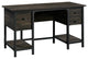 Industrial Desk, Double Pedestal Design With Drawers & Open Shelves, Carbon Oak
