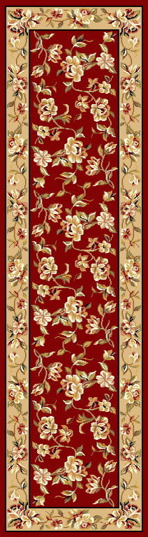Cambridge 7337 Red, Beige Floral Delight, 2'2"x7'11" Runner