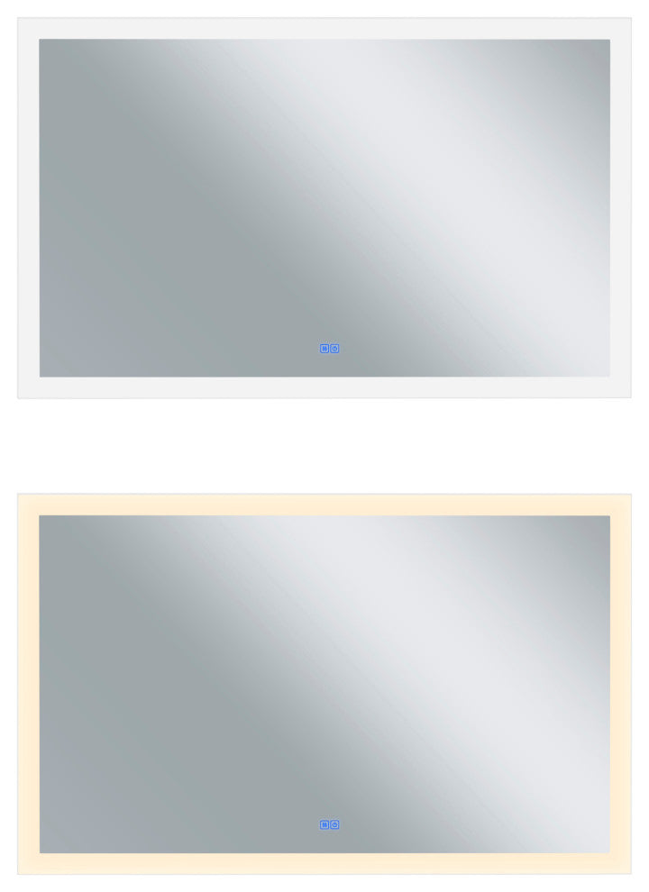 Abigail Rectangle Matte White LED 58 in. Mirror