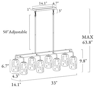 LNC 6-Light Black and Gold Modern Mason Jar Linear Large Kitchen Island Light