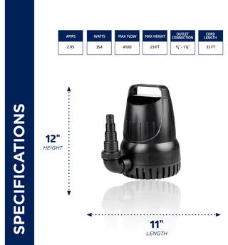 Hurricane Pump 4100 GPH With 33-Foot Cord
