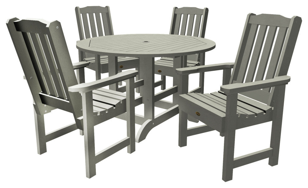 Springville 5-Piece Round Dining Set, Weathered Acorn, Coastal Teak