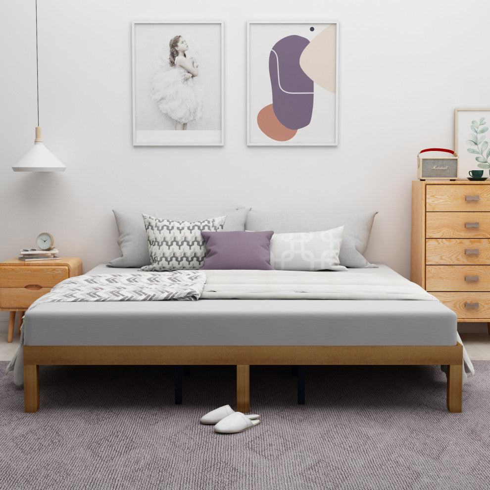 Gewnee Queen Size Wood Platform Bed Frame