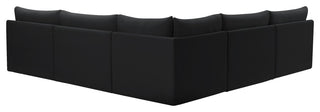 Jacob Velvet Upholstered 5-Piece L-Shaped Modular Sectional, Black