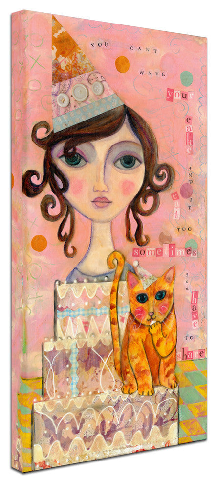 Wyanne 'Big Eyed Girl You Can't Have Your Cake and Eat It Too' Canvas, 47"x24"