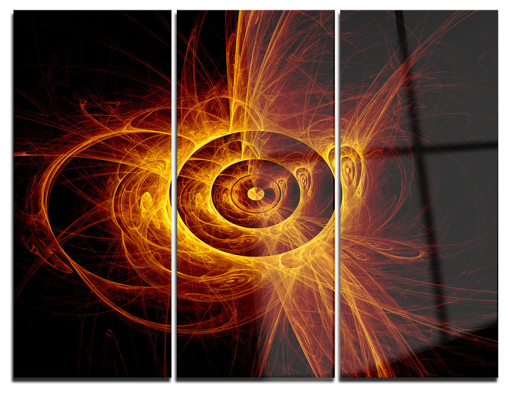 "The Flashing Yellow Flame" Digital Metal Wall Art, 3 Panels, 36"x28"