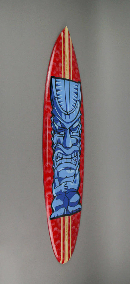 Set of 2 Colorful 40" Wooden Tropical Tiki Idol Surfboard Wall Hangings