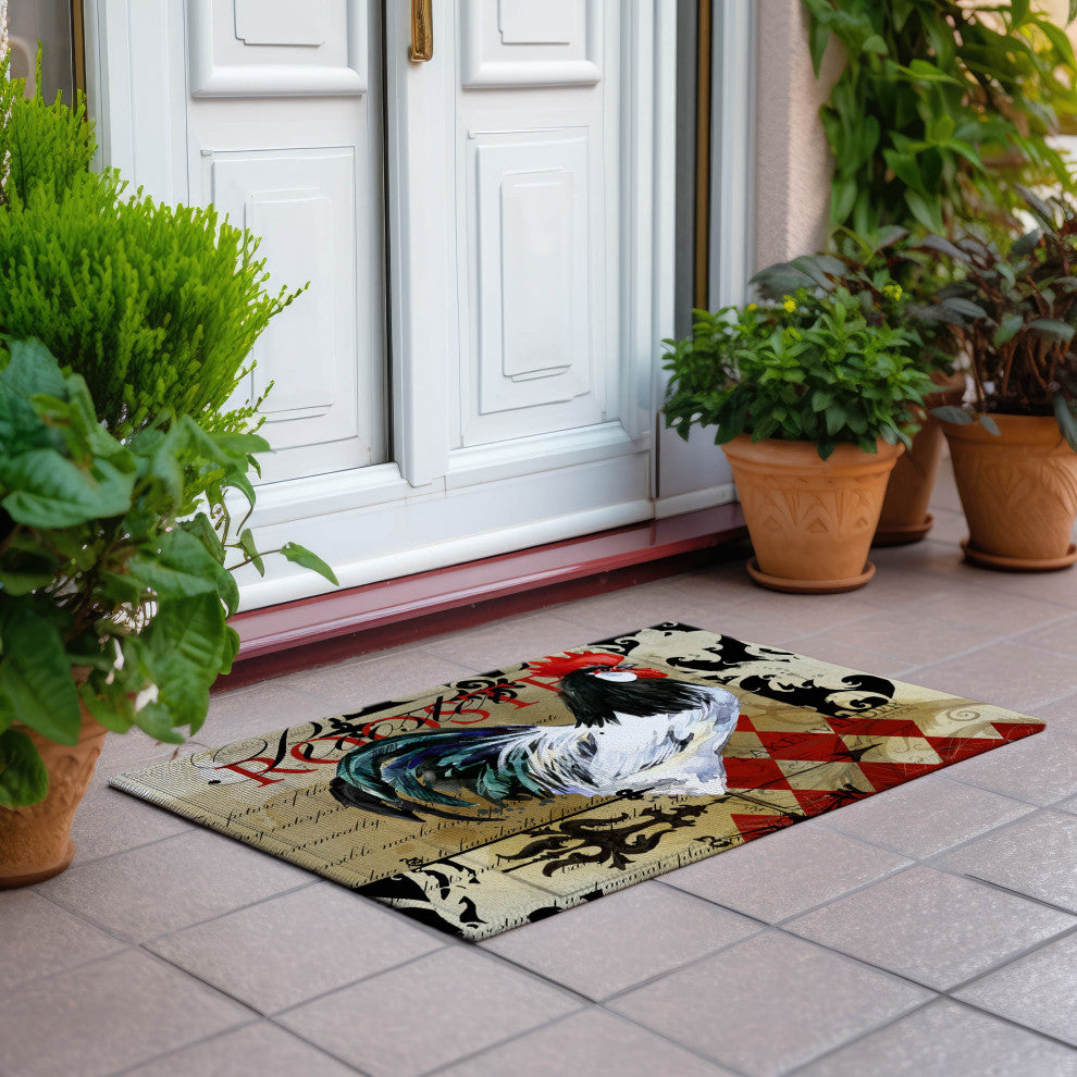 Indoor/Outdoor Kendall KE3 Khaki Machine Washable 1'8" x 2'6" Rug