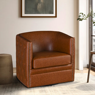 Madison Park Capstone Tufted Barrel Swivel Chair, Brown
