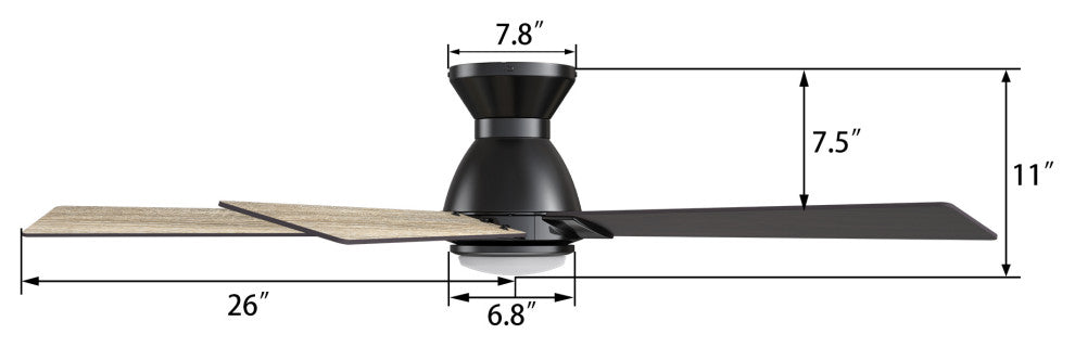 CARRO 52" Indoor Ceiling Fan With Remote and Light Kit for Living Room, Black