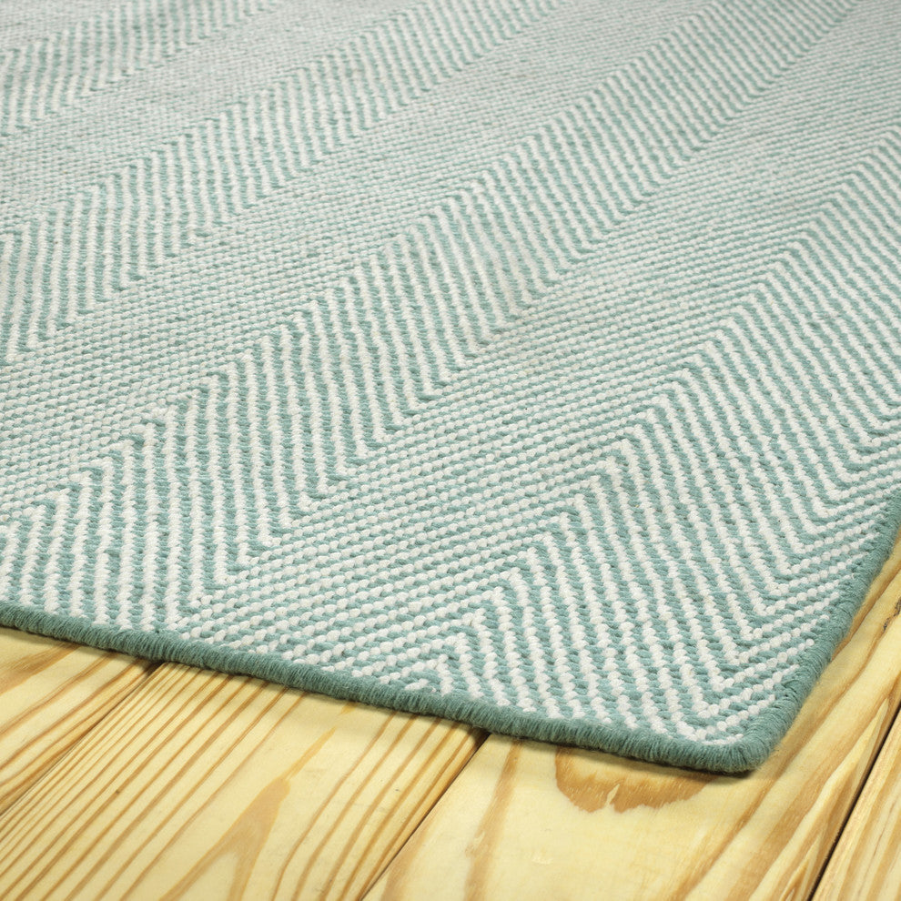 Kaleen Ziggy Hand woven Indoor/Outdoor Polyester Area Rug Light Blue, 5'x7'6"
