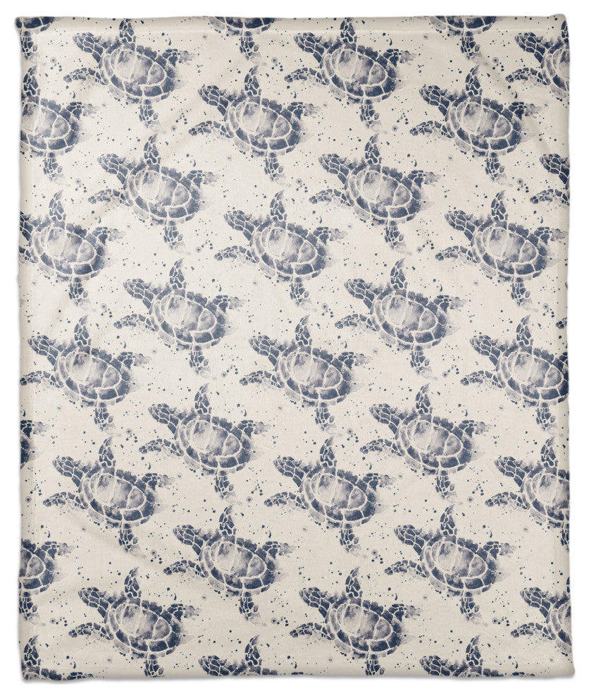 Splatter Sea Turtle 50x60 Throw Blanket, Navy