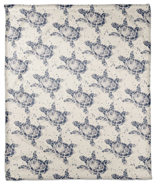 Splatter Sea Turtle 50x60 Throw Blanket, Navy