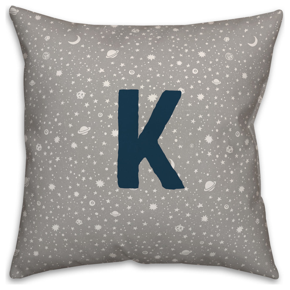 Monogram K Space Doodle 16x16 Spun Poly Pillow