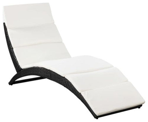 vidaXL Sun Lounger Black, Cream White