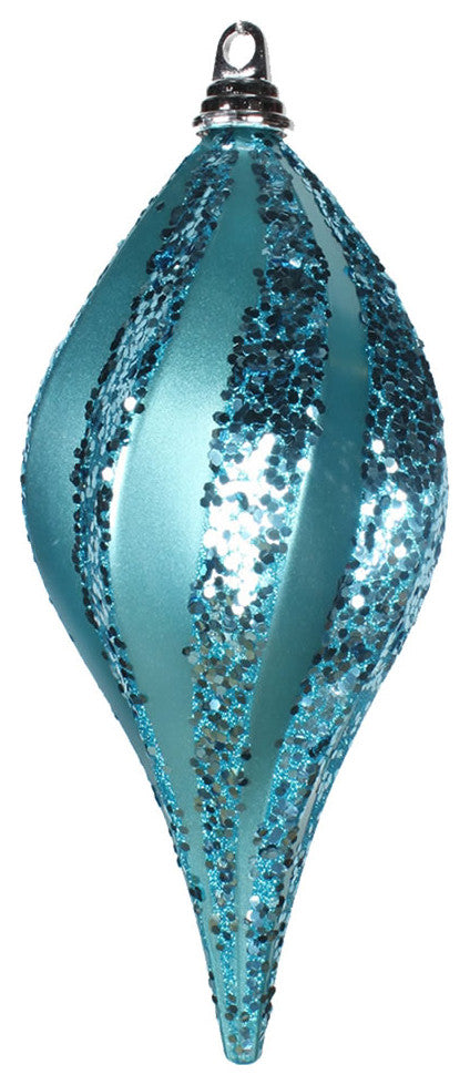 Vickerman M132612 12'' Turquoise Glitter Swirl Drop Christmas Ornament