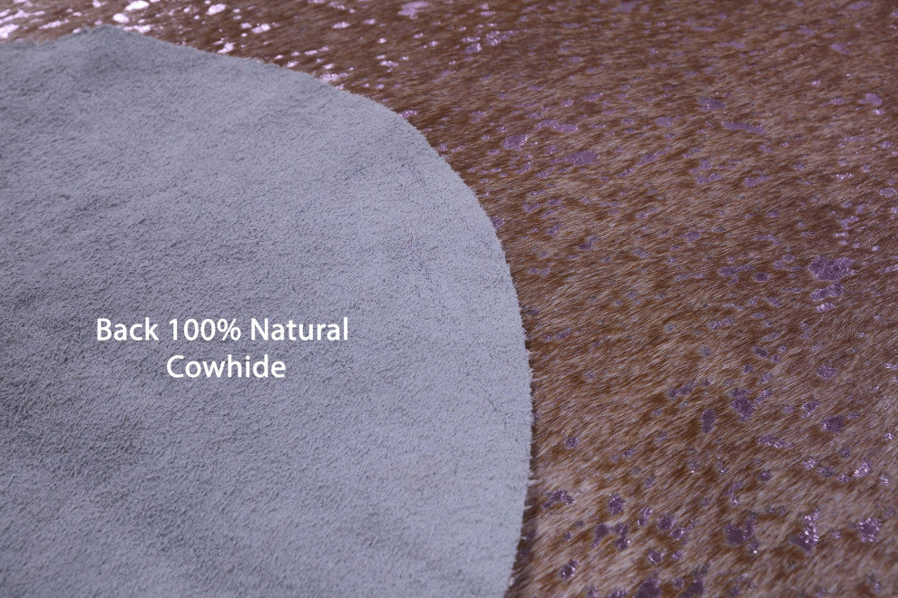6' 1" X 6' 2" Pink Metallic Cowhide Rug C2117