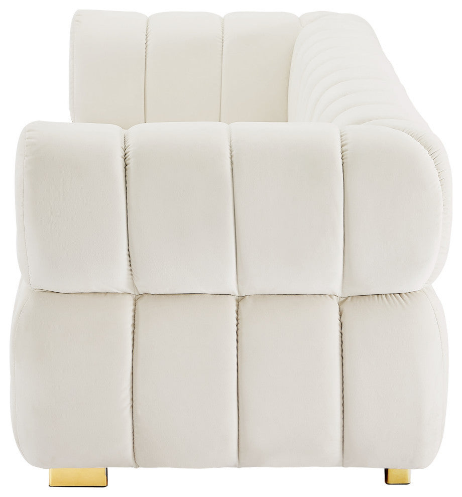 Gwen Velvet Upholstered Chair, Cream, Sofa