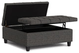 Harrison Large Square Coffee Table Storage Ottoman, Ebony