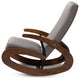 Modern Grey Fabric Upholstered and Walnut-Finished Wood Rocking Chair