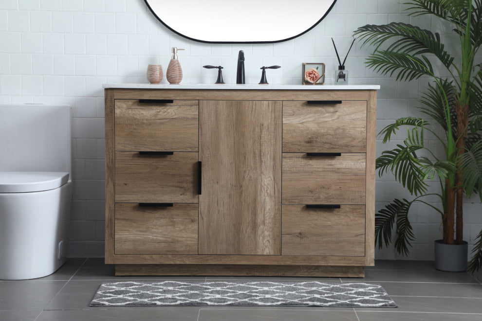 Bethany Single Bathroom Vanity, Natural Oak, 48"