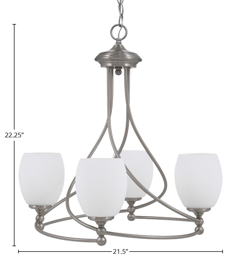 Capri 4-Light Chandelier, Brushed Nickel/White Linen