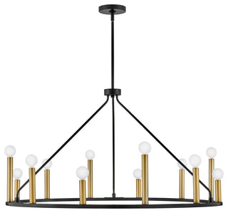 Lark Lazlo 38" Large Single Tier Chandelier, Black + Lacquered Brass
