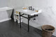 Kingston Brass LMS3630MBSQ5 36" Carrara Marble Console Sink, Legs