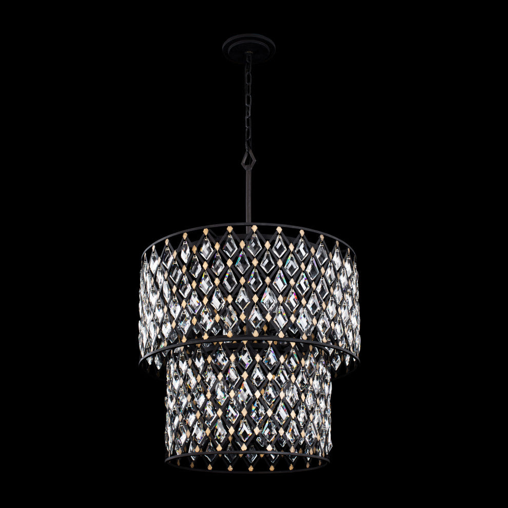 Windsor 7-Lt 2-Tier Crystal Chandelier - Carbon/Havana Gold