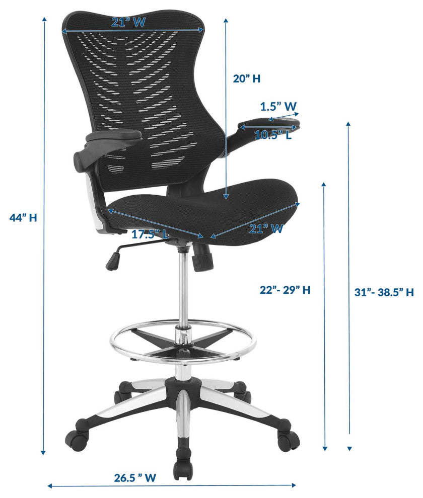 Charge Drafting Stool, Black