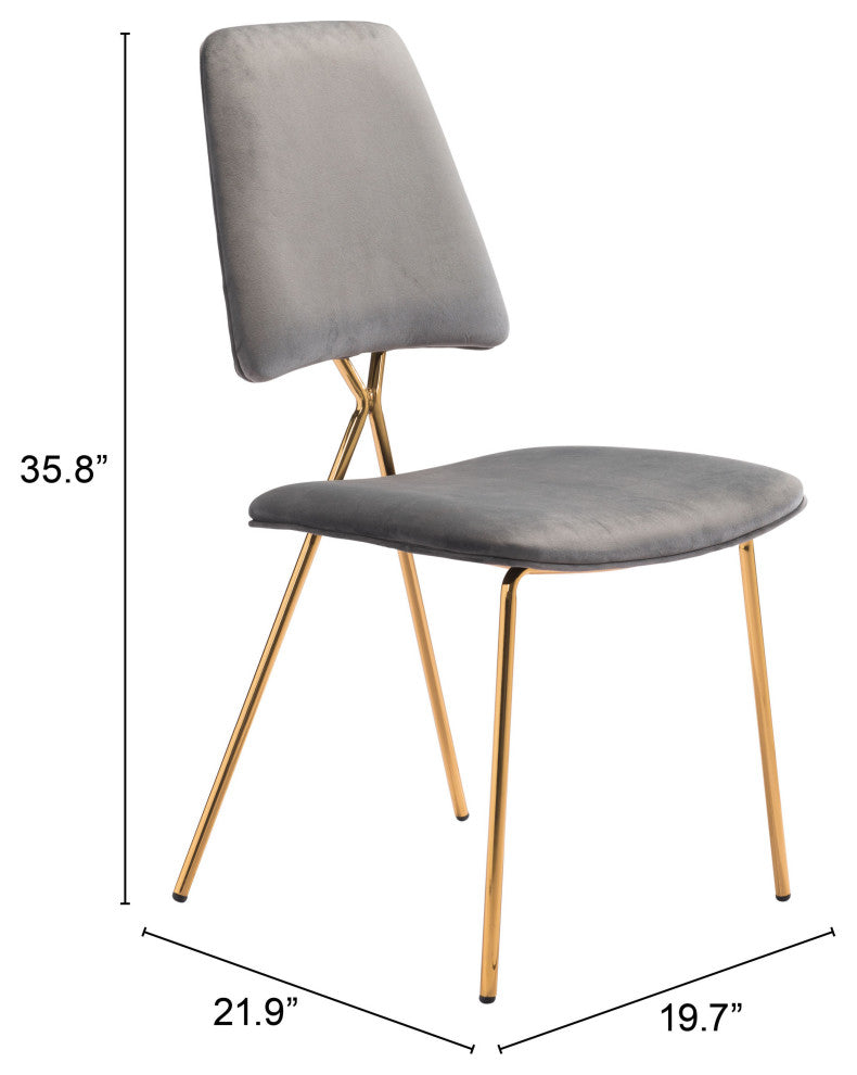 Chloe Dining Chair, Set of 2 Gray & Gold