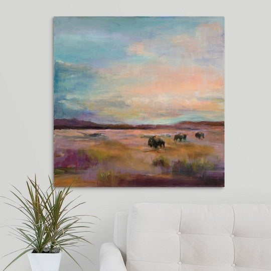 "Buffalo Under Big Sky" Wrapped Canvas Art Print, 30"x30"x1.5"