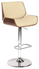 Armen Living London 46"H Faux Leather Swivel Barstool in Cream/Walnut Back