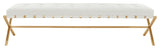 Auguste Bench in Brushed Gold Stainless Steel Frame, White, Large