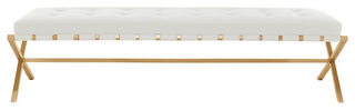 Auguste Bench in Brushed Gold Stainless Steel Frame, White, Large