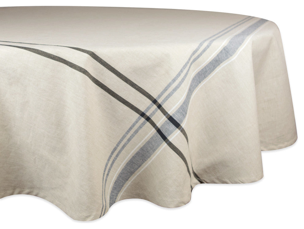 DII Black French Stripe Tablecloth 70" Round