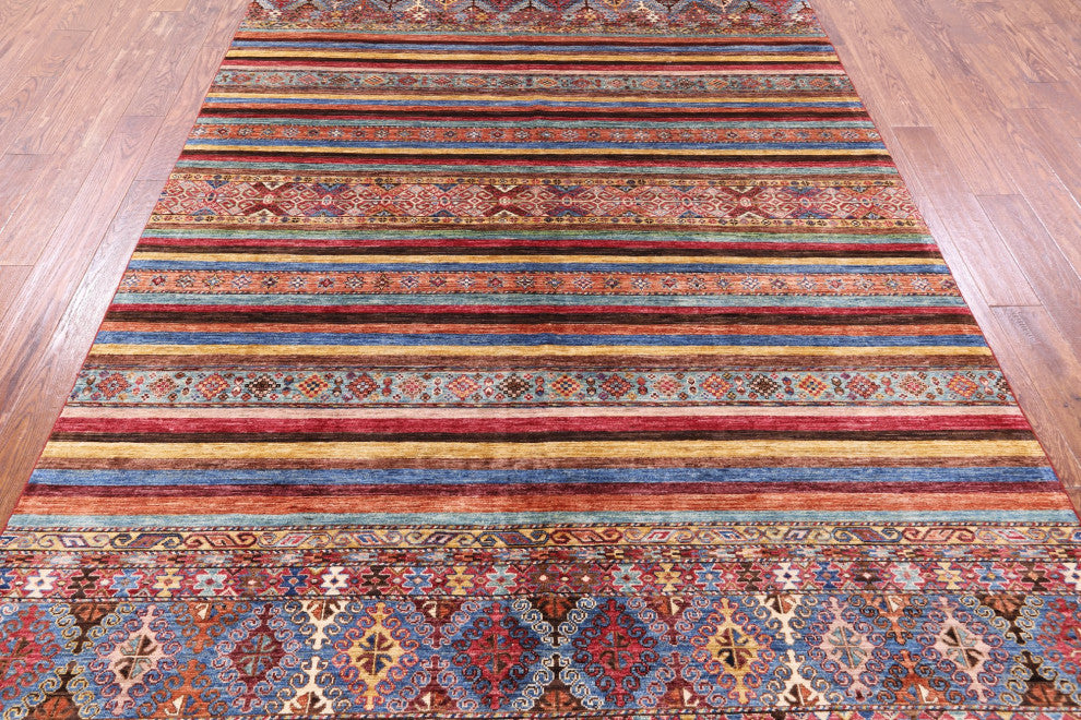 6' 8" X 9' 10" Khorjin Super Kazak Handmade Wool Rug Q10752