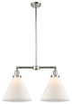 2-Light X-Large Cone 22" Chandelier, Polished Nickel, Glass: White Cased