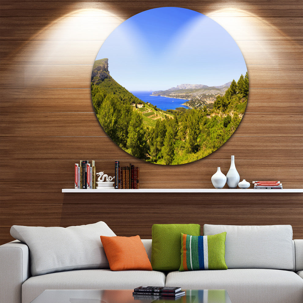 Cassis Bay From Route Des Cretes, Landscape Disc Metal Wall Art, 23"