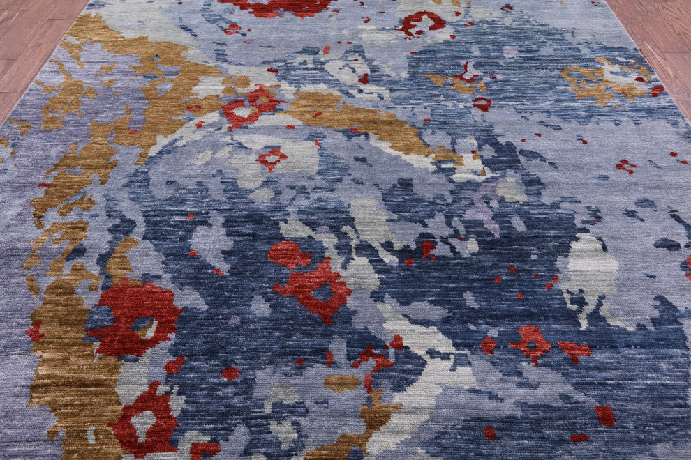 Modern Hand Knotted Wool Rug 8' 10" X 12' 1" Q8984