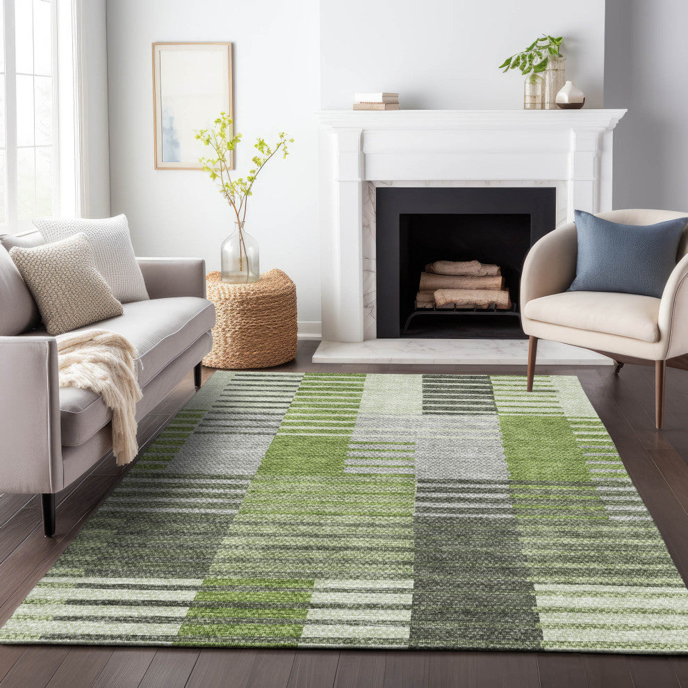 Premium Machine Washable Mayfield AMF687 Green 9' x 12' Rug
