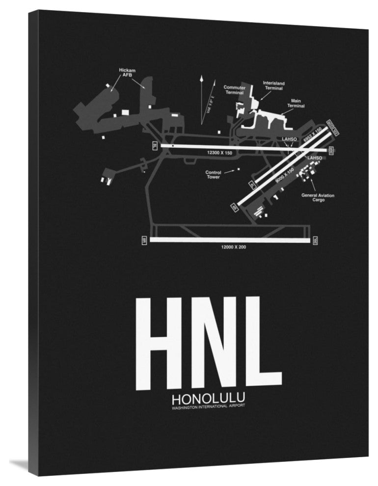 "HNL Honolulu Airport Black" Fine Art Print