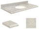 Quartz 25"x19" 1 Sink Vanity Top, White Bowl, Portage Pass, 8" Offset