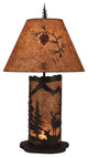 Small Kodiak and Woodchip Deer Scene Table Lamp With Nightlight