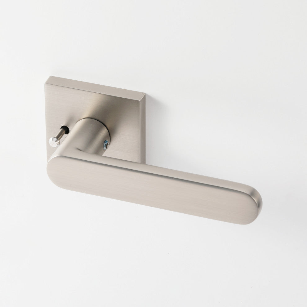 Modern Heavy Duty Designer Door Handle - Chrystie Collection, Satin Nickel, Passage Right Hand
