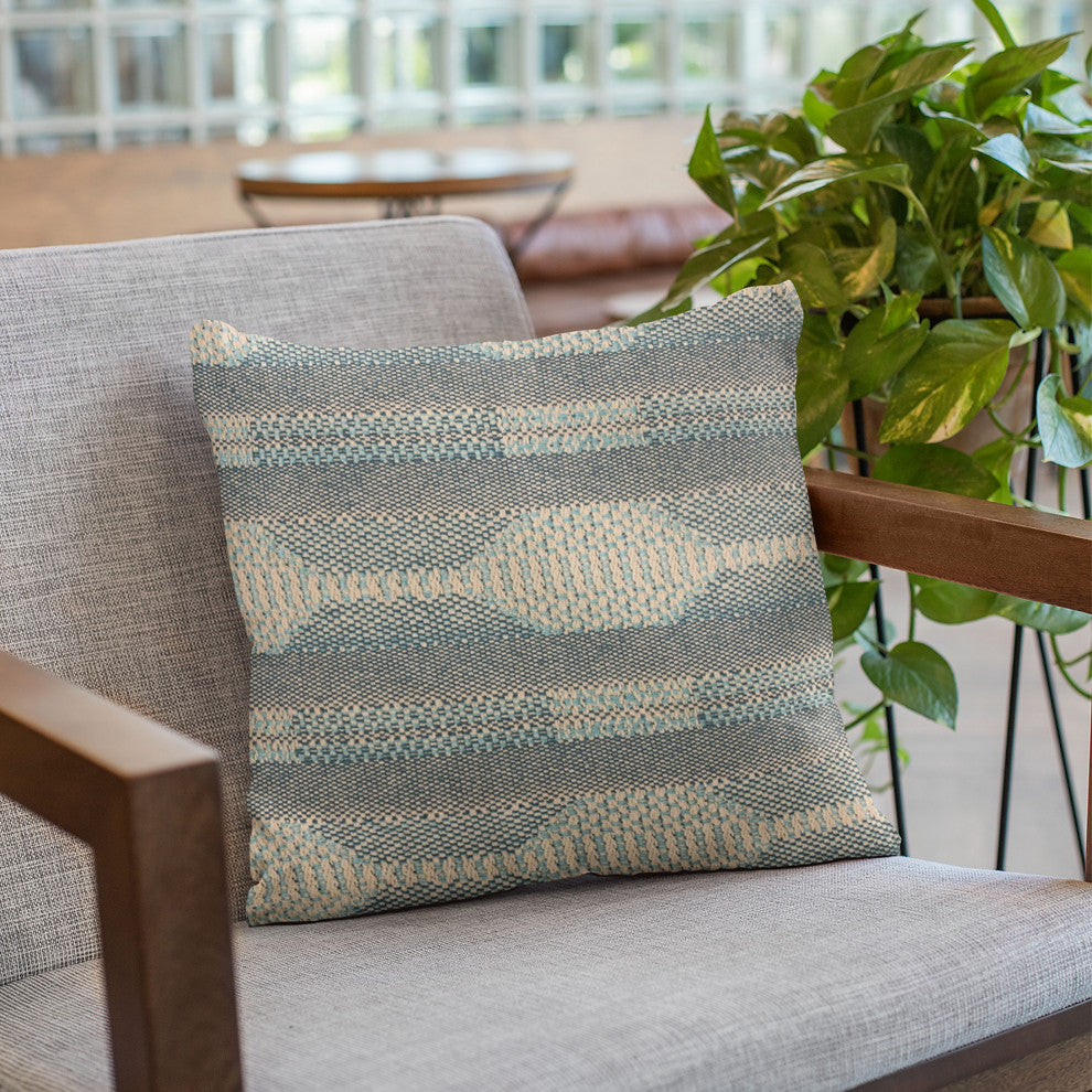 Plutus Blue Lake Stripe Luxury Throw Pillow, 24"x24"