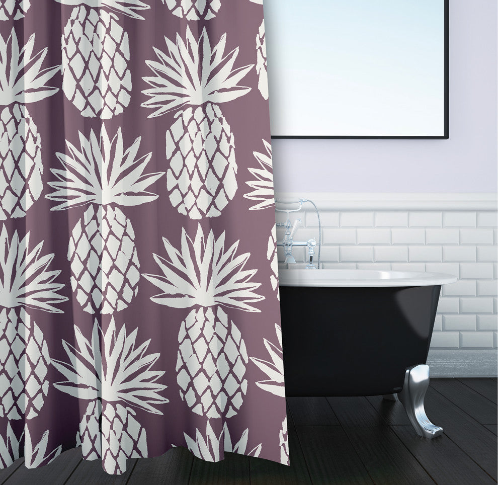 Pineapple Pattern Dusty Purple 70" w x 73" h Shower Curtain