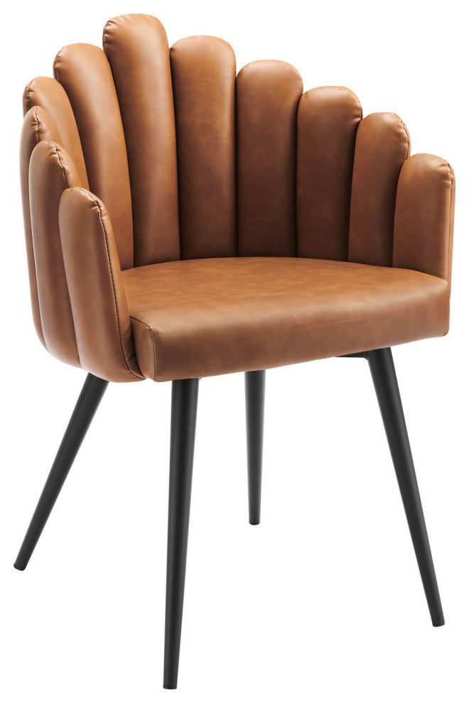 Vanguard Vegan Leather Dining Chair Set of 2 Black Tan -6029