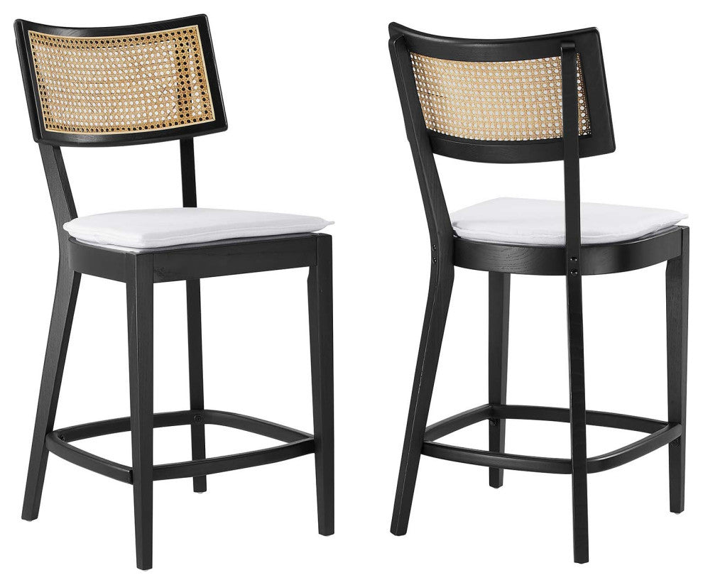 Caledonia Wood Counter Stools - Set of 2 in Black White